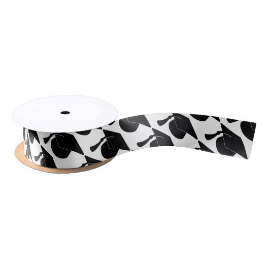 Black Afstuderen Pet Patroon Satijnen Lint (Spoel)