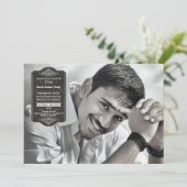 Black Afstuderen Seal Photo Afstuderen Invitation Kaart (Staand voorkant)