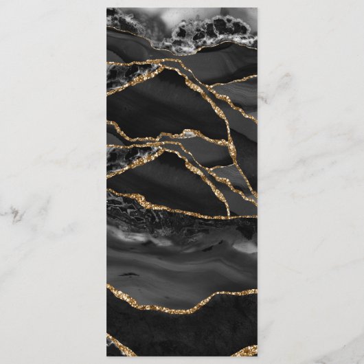 Black Agaat minimalistische luxe bruiloft programm Menu (Achterkant)