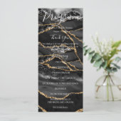 Black Agaat minimalistische luxe bruiloft programm Menu (Staand voorkant)