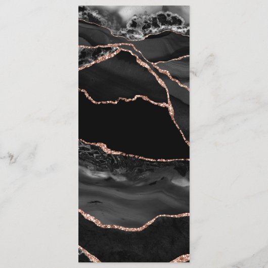 Black Agaat minimalistische luxe bruiloft programm Menu (Achterkant)