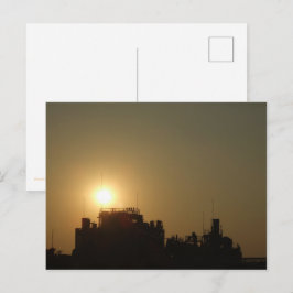 Black against the golden glow of the setting sun. briefkaart