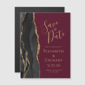 Black Agate Bourgondië Save the Date Magnetische Uitnodiging (Voorkant / Achterkant)