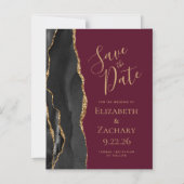 Black Agate Bourgondië Save the Date Magnetische Uitnodiging (Voorkant)