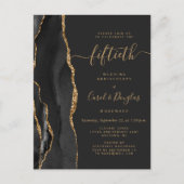 Black Agate Gold 50th Anniversary Party Briefkaart (Voorkant)