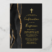 Black Agate Gold-bevestiging Folie Uitnodiging (Voorkant)