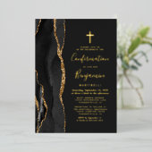 Black Agate Gold-bevestiging Folie Uitnodiging (Staand Voorkant)