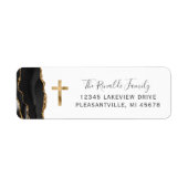 Black Agate Gold Cross Return-label Etiket (Voorkant)
