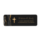 Black Agate Gold Cross Return-label Etiket (Voorkant)