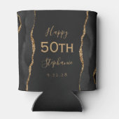 Black Agate Gold Dark 50ste verjaardagsfeestje Blikjeskoeler (Achterkant)