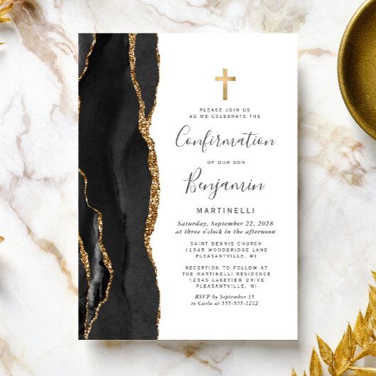 Black Agate Gold Glitter-bevestiging Kaart