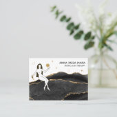 *~* Black Agate - Gold Glitter Goddess Celestial Visitekaartje (Staand voorkant)