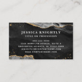 Black Agate Gold Glitter Script Monogram Foto Visitekaartje (Achterkant)
