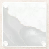 Black Agate Gold Glitter White Faux Marble Glazen Onderzetter (Achterkant)