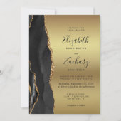 Black Agate Gold Ombre Wedding Kaart (Voorkant)