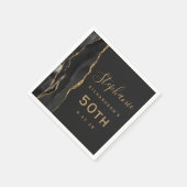 Black Agate Gold Script Donkere 50e verjaardag Servet (Hoek)