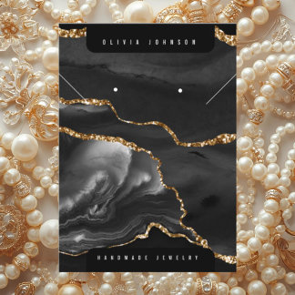 Black Agate Marble Jewelry Display Card Visitekaartje