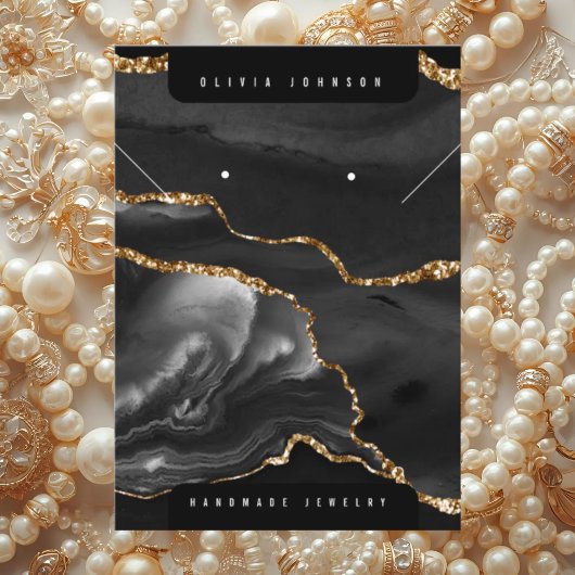 Black Agate Marble Jewelry Display Card Visitekaartje