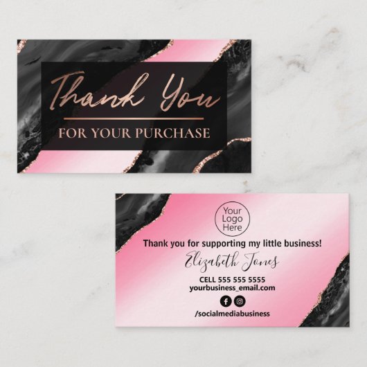 Black Agate Pink Hartelijk dank voor uw aankoop Visitekaartje (Voorkant / Achterkant)