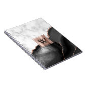 Black Agate Roos Gold White marmer monogram Notitieboek (Rechterzijde)