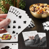 Black Agate Roos Gold White marmer monogram Pokerkaarten (Insitu)