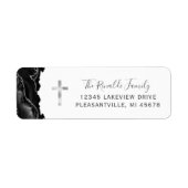 Black Agate Silver Cross Retouradres Label (Voorkant)