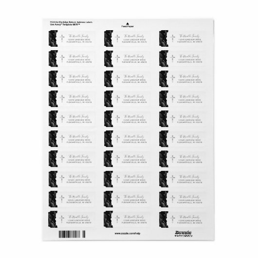 Black Agate Silver Cross Retouradres Label (Full Sheet)