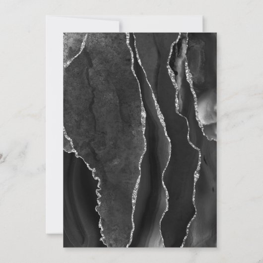 Black Agate Silver Glitter-bevestiging Kaart (Achterkant)