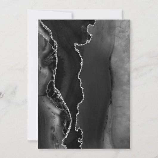 Black Agate Silver Glitter First Heilige Communie Kaart (Achterkant)