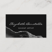 Black Agate Silver Glitter Luxury Visitekaartje (Voorkant)