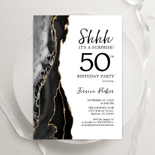 Black Agate White Gold Surprise 50ste verjaardag Kaart