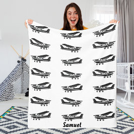 Black Airplane Travel Baby eerste verjaardag, luch Fleece Deken