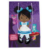Black Alice in Wonderland Gepersonaliseerd Medium Cadeauzakje (Achterkant)