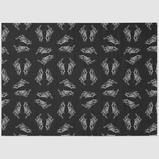 Black Alice in Wonderland White Rabbit Art Pattern Tissuepapier (Voorkant)