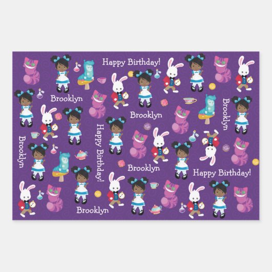 Black Alice's avonturen in Wonderland Wrapping Pa Inpakpapier Vel (Voorkant 3)
