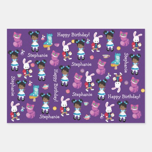 Black Alice's avonturen in Wonderland Wrapping Pa Inpakpapier Vel (Voorkant)