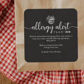 Black Allergy Alert Walnut Tree Nut Minimalist Vierkante Sticker