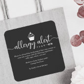 Black Allergy Alert Warning Cupcake Minimalist Vierkante Sticker