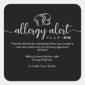 Black Allergy Alert Wheat Gluten Bread Minimalist Vierkante Sticker (Voorkant)