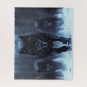 Black Alpha Wolf in de sneeuw Legpuzzel (Verticaal)