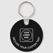Black Aluminum Custom Business Logo Round Keychain (Achterkant)