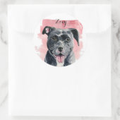 Black American Bulldog Waterverf Painting Ronde Sticker (Tas)