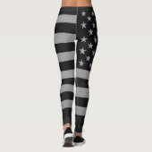 Black American Flag Modern Edgy Monochrome Leggings (Achterkant)