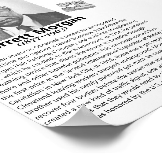 Black American History Poster - Garrett Morgan (Hoek)