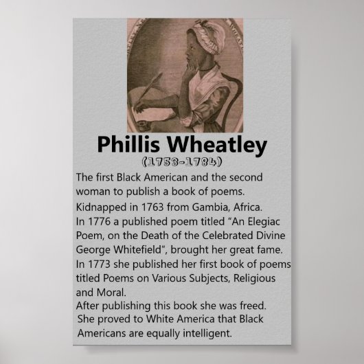 Black American History Poster - Phillis Wheatley (Voorkant)