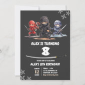 Black American Ninja Verjaardag Jongen Kaart (Voorkant)