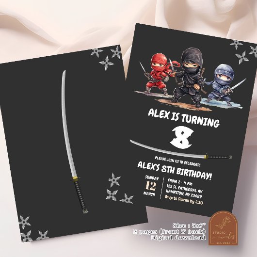 Black American Ninja Verjaardag Jongen Kaart