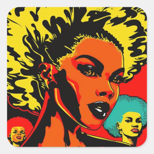 Black American Pop Art Stickers (Voorkant)