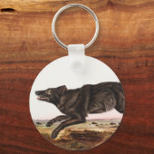 Black American Wolf (Canis lupus) Illustratie Sleutelhanger (Voorkant)