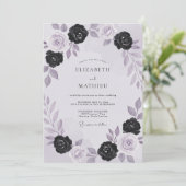 Black Amethyst Roses Bruiloft Kaart (Staand voorkant)
